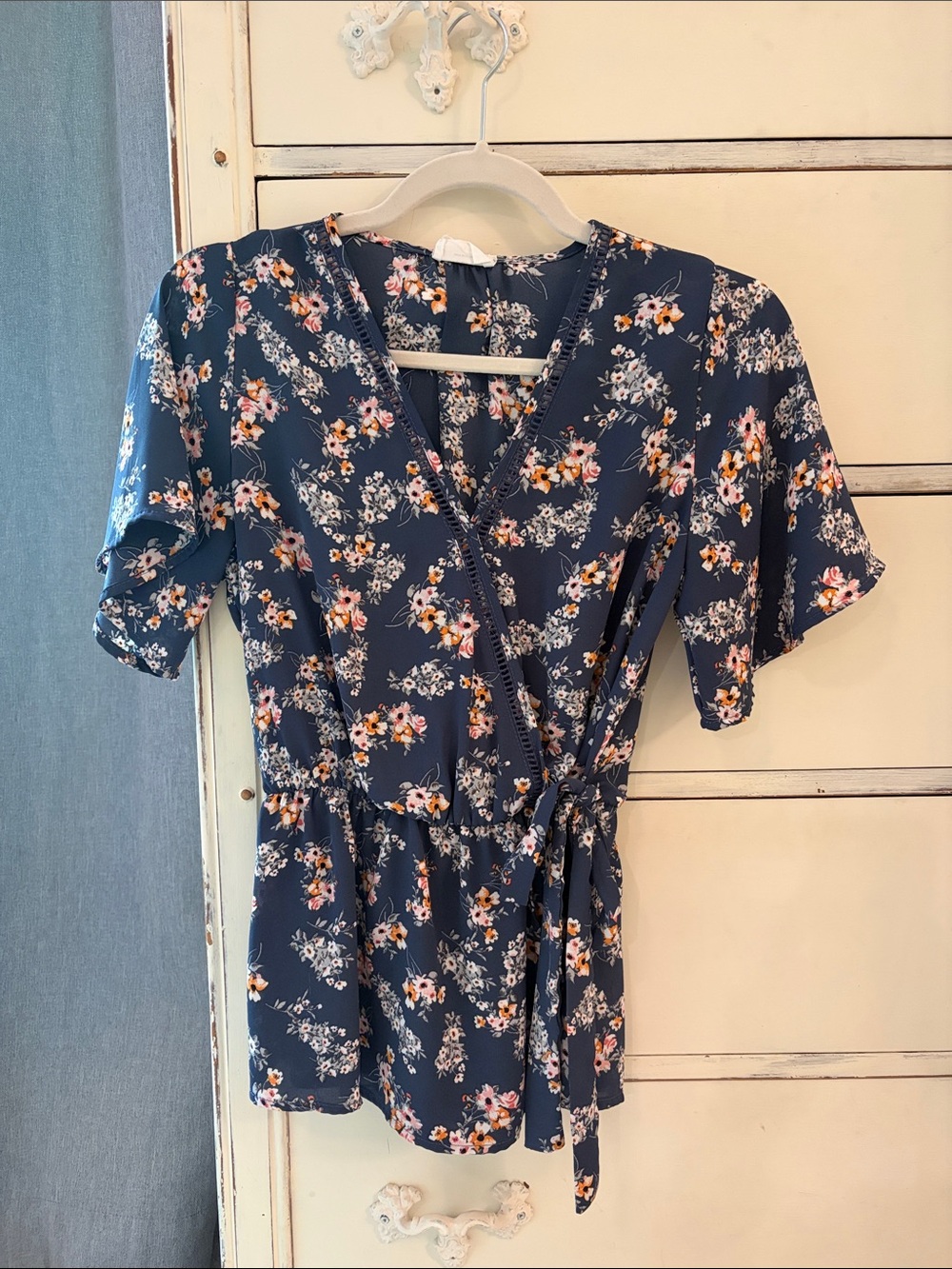 Sienna Sky Navy Floral Wrap Tunic